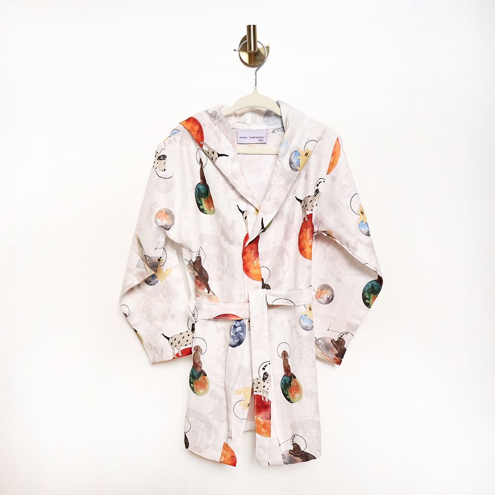 Galaxy Dog Çocuk Müslin Bornoz