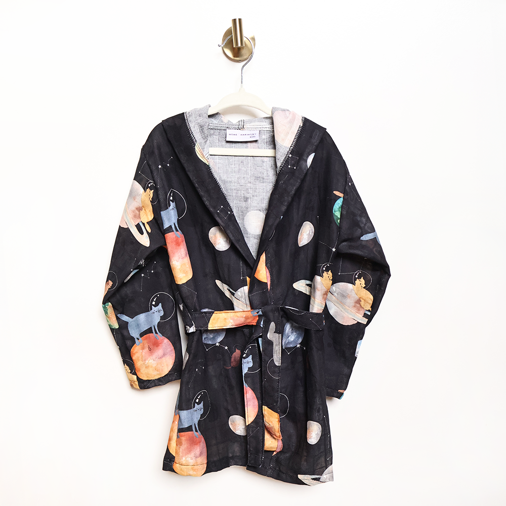 Galaxy Cat Çocuk Müslin Bornoz