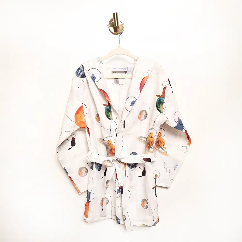 Galaxy Cat Çocuk Müslin Bornoz