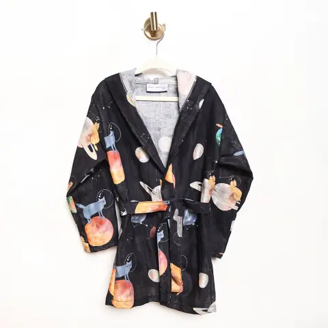 Galaxy Cat Çocuk Müslin Bornoz