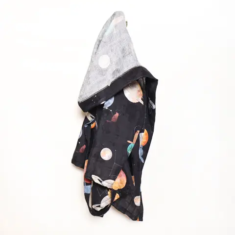Galaxy Cat Çocuk Müslin Bornoz Siyah - 2-3