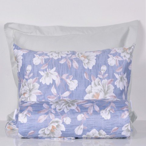 %100 Pamuk Saten Karlie  Nevresim Takımı Mavi - Tek Kişilik - Düz Çarşaf