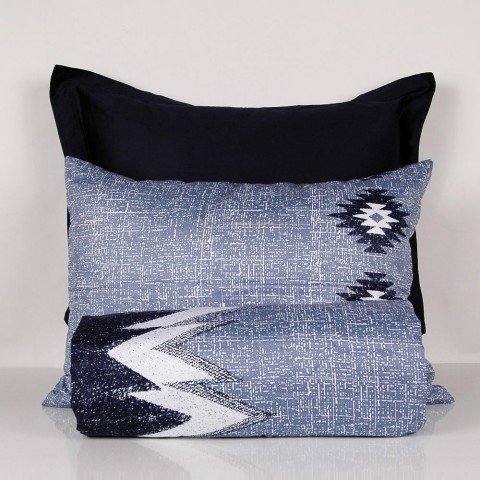 %100 Pamuk Saten Nikola  Nevresim Takımı Lacivert - Tek Kişilik - Düz Çarşaf