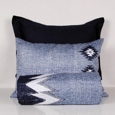 %100 Pamuk Saten Nikola  Nevresim Takımı Lacivert - Çift Kişilik - Düz Çarşaf