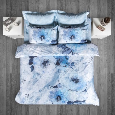 %100 Pamuk Saten Frozen Dijital Nevresim Takımı Çift Kişilik - Düz Çarşaf