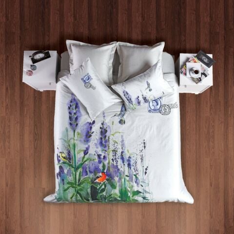 %100 Pamuk Saten Liz Dijital  Nevresim Takımı Orijinal - Tek Kişilik - Düz Çarşaf