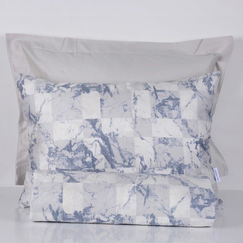 %100 Pamuk Saten Russo  Nevresim Takımı Mavi - Tek Kişilik - Düz Çarşaf