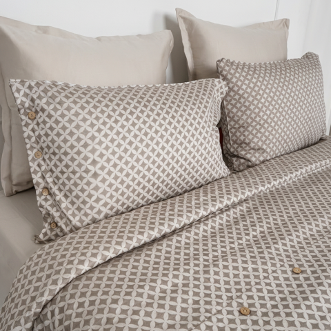 Dion Jacquard Nevresim Takımı Bej - Çift Kişilik - Fitted Çarşaf
