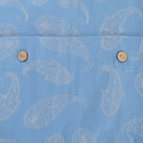 Paisley Jacquard Nevresim Takımı Mavi - Çift Kişilik - Düz Çarşaf