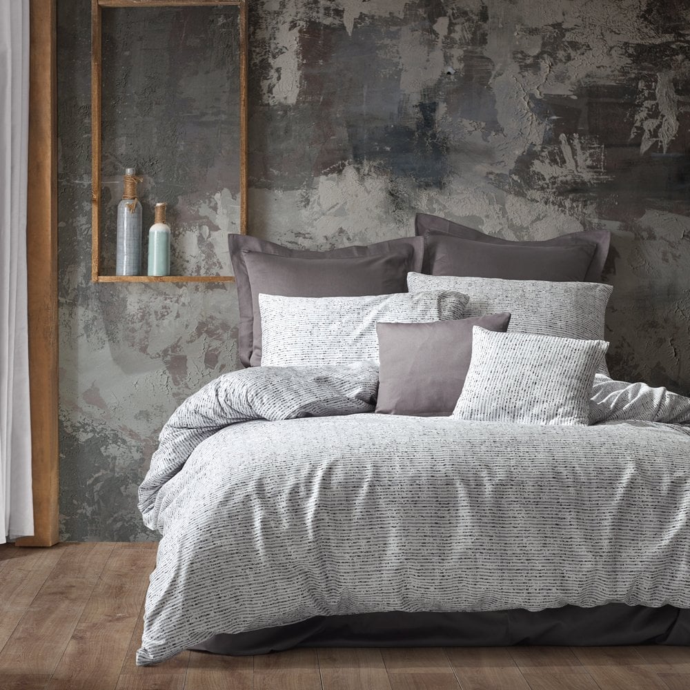 %100 Pamuk Saten Lucan Nevresim Takımı Gri - Tek Kişilik - Fitted Çarşaf