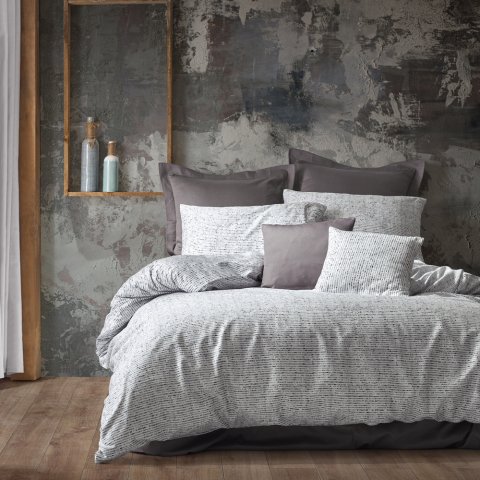 %100 Pamuk Saten Lucan Nevresim Takımı Gri - Tek Kişilik - Fitted Çarşaf