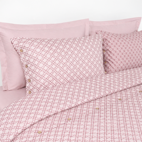 Otto Jacquard Nevresim Takımı Pembe - Çift Kişilik - Düz Çarşaf