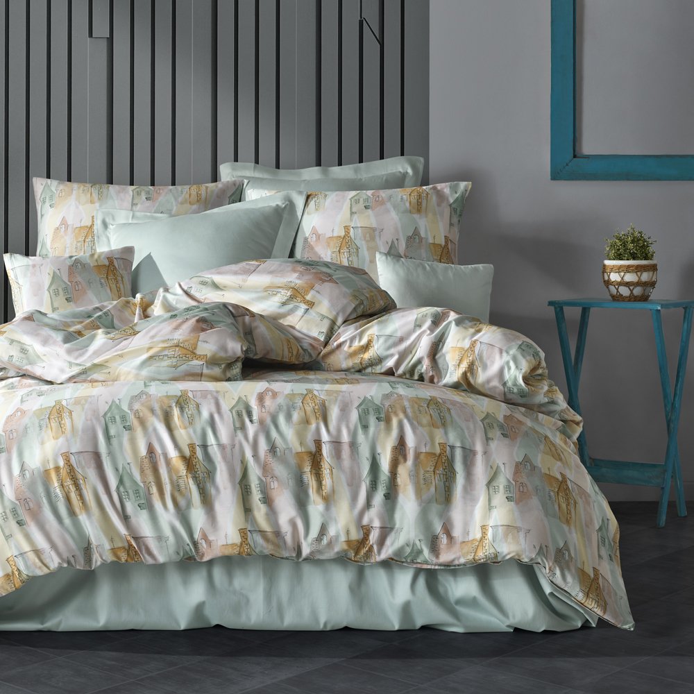 %100 Pamuk Saten Brugge Nevresim Takımı Orjinal - Tek Kişilik - Düz Çarşaf