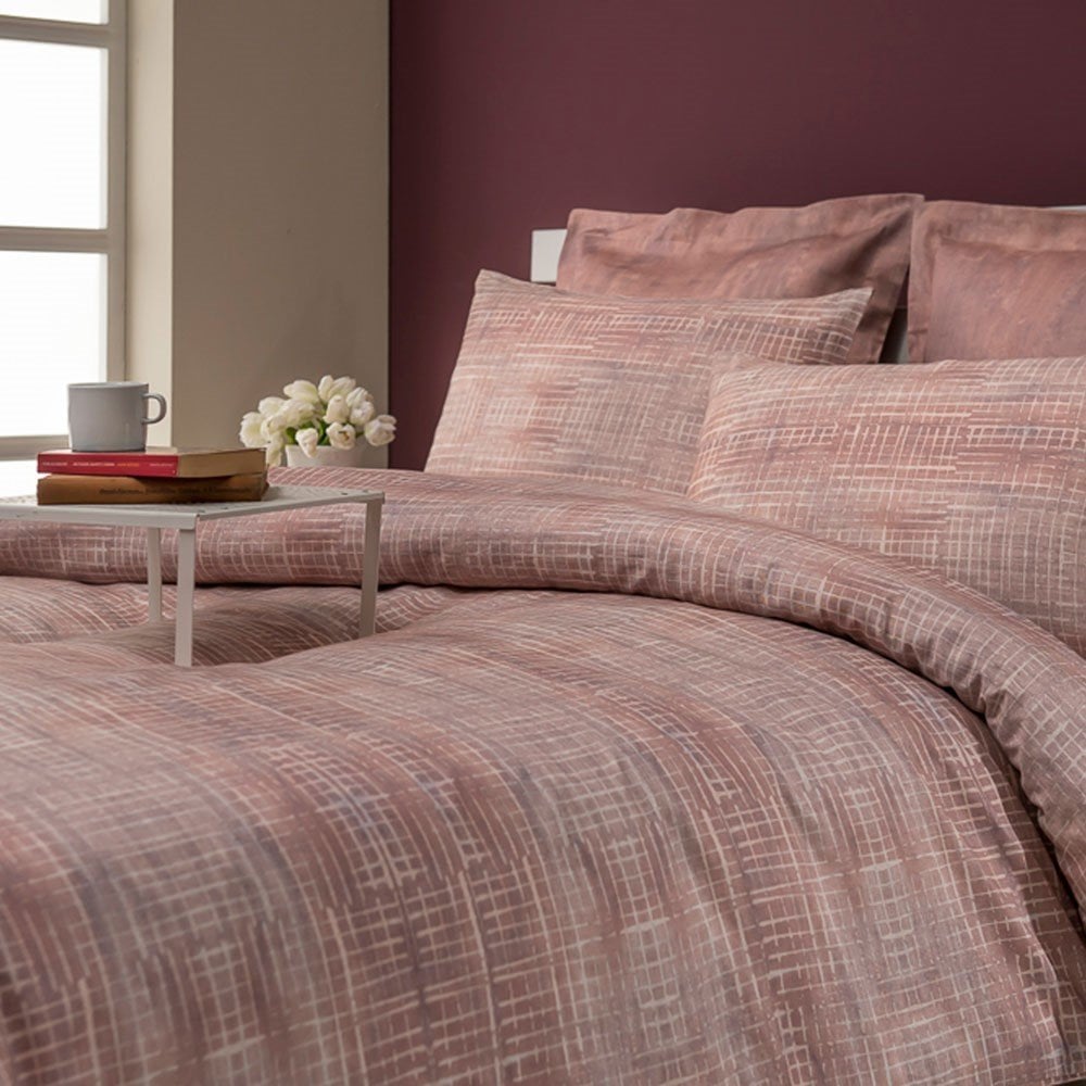 %100 Pamuk Saten Ozzy  Nevresim Takımı Pembe - Tek Kişilik - Fitted Çarşaf