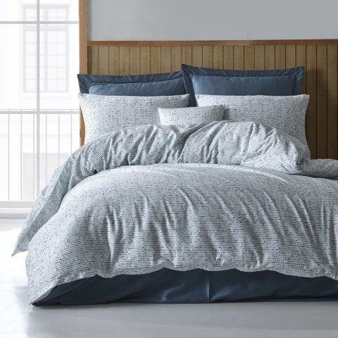 %100 Pamuk Saten Lucan Nevresim Takımı Mavi - Çift Kişilik - Fitted Çarşaf