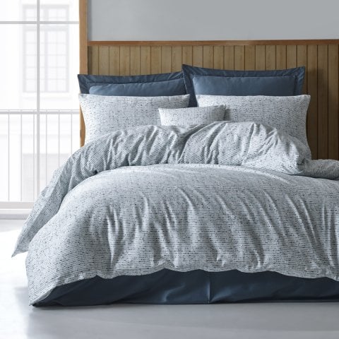 %100 Pamuk Saten Lucan Nevresim Takımı Mavi - King Size - Fitted Çarşaf