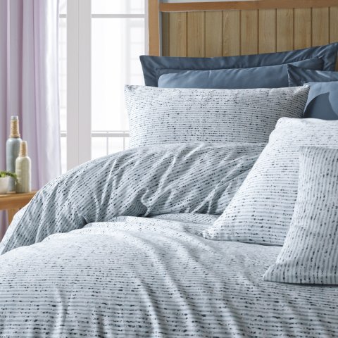 %100 Pamuk Saten Lucan Nevresim Takımı Mavi - King Size - Fitted Çarşaf