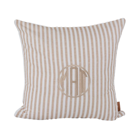 Linen Stripes Kışiye Özel Nakışlı Kırlent Bej