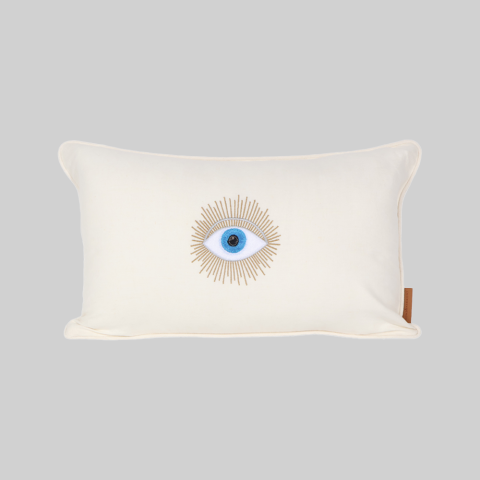 Mystic Nakışlı Keten Kırlent Ekru