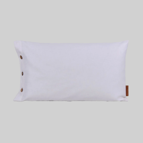 Düğmeli Keten Kırlent Beyaz