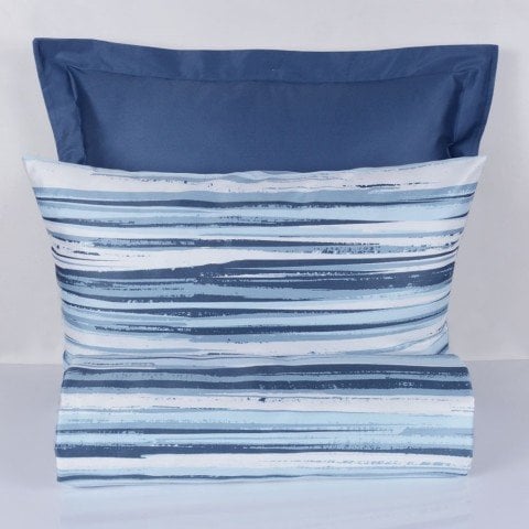 %100 Pamuk Saten Matt  Nevresim Takımı Mavi - Tek Kişilik - Fitted Çarşaf