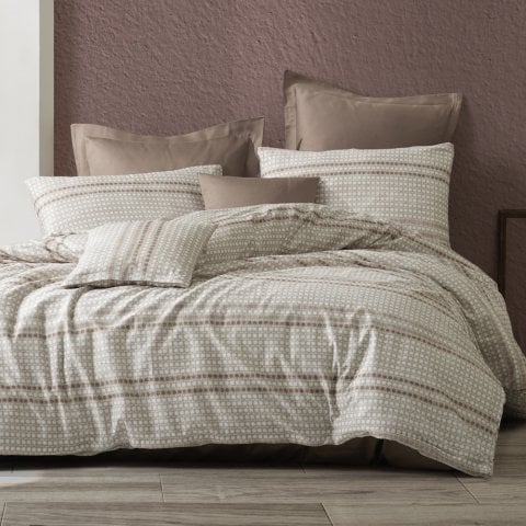 %100 Pamuk Saten Wicker Nevresim Takımı Kahverengi - Tek Kişilik - Düz Çarşaf