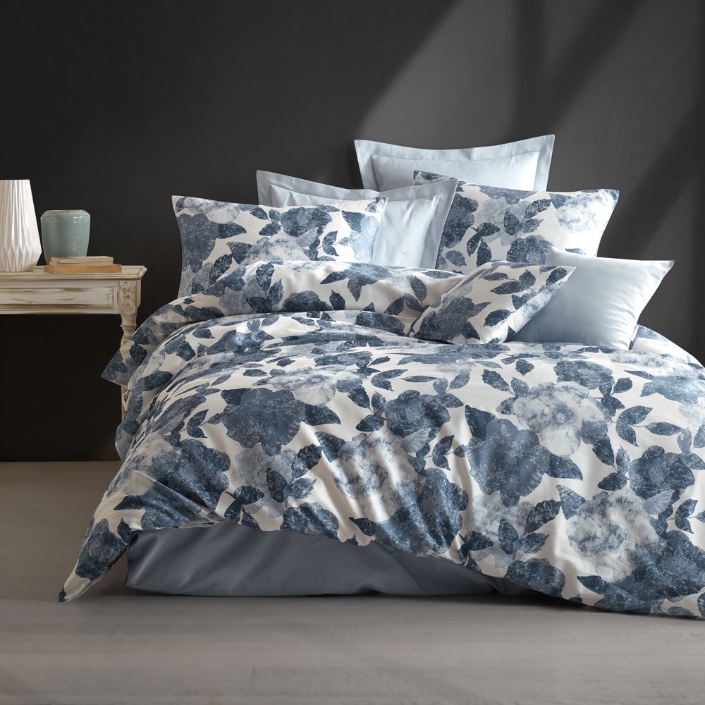 %100 Pamuk Saten Elise  Nevresim Takımı Mavi - Tek Kişilik - Fitted Çarşaf