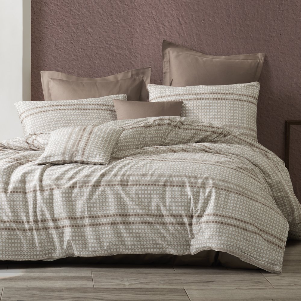 %100 Pamuk Saten Wicker Nevresim Takımı Kahverengi - King Size - Düz Çarşaf