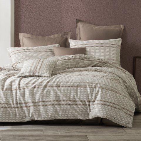 %100 Pamuk Saten Wicker Nevresim Takımı Kahverengi - King Size - Fitted Çarşaf