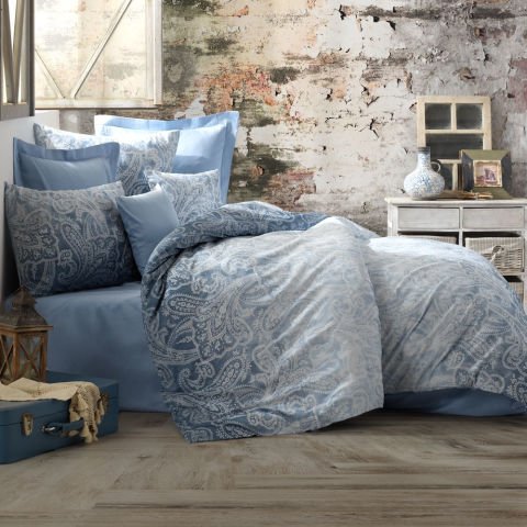 %100 Pamuk Saten Claire  Nevresim Takımı Yeşil - Çift Kişilik - Düz Çarşaf