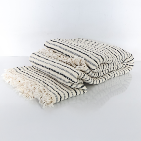 Jakarlı Dolgulu Müslin Yatak Örtüsü Lacivert