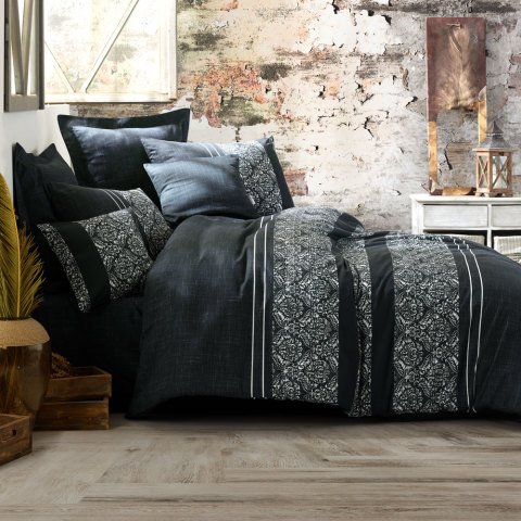 %100 Pamuk Saten Caprice  Nevresim Takımı Gri - Tek Kişilik - Fitted Çarşaf