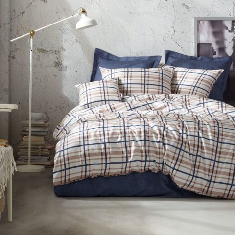 %100 Pamuk Saten Maxim  Nevresim Takımı Lacivert - Tek Kişilik - Fitted Çarşaf