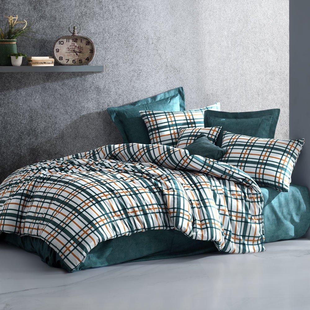 %100 Pamuk Saten Maxim  Nevresim Takımı Yeşil - Tek Kişilik - Fitted Çarşaf