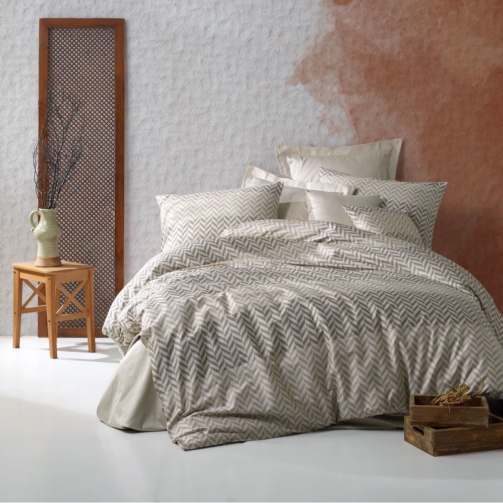 %100 Pamuk Saten Maribel  Nevresim Takımı Bej - Tek Kişilik - Fitted Çarşaf