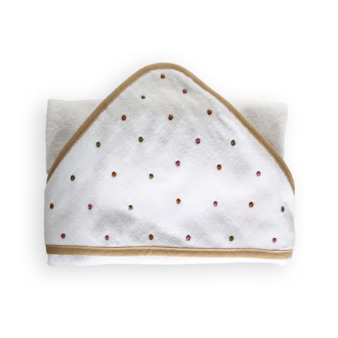 Puantiye nakış başlıklı bebek kundak havlusu Home Harmony Kids koleksiyonu