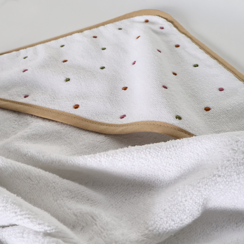 Puantiye nakış başlıklı bebek kundak havlusu Home Harmony Kids koleksiyonu