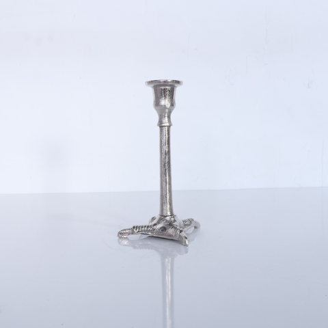 Kuş Ayağı Mumluk Gümüş - 18 CM