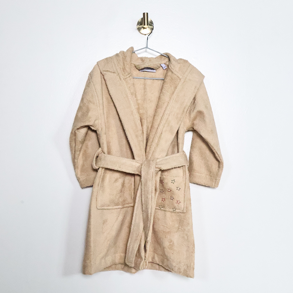 Yıldız Nakışlı Bornoz Bej - 6-7