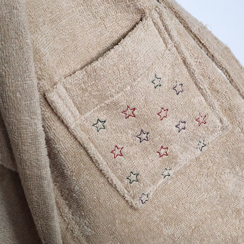 Yıldız Nakışlı Bornoz Bej - 6-7