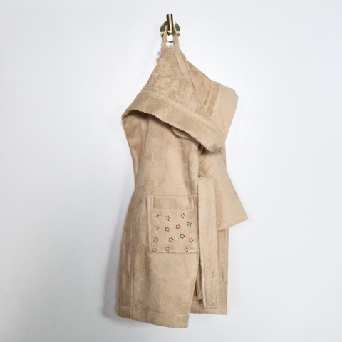 Yıldız Nakışlı Bornoz Bej - 6-7