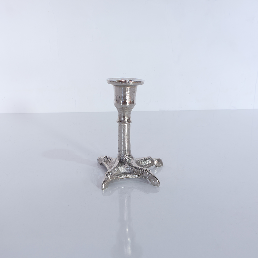 Kuş Ayağı Mumluk Gümüş - 12 CM