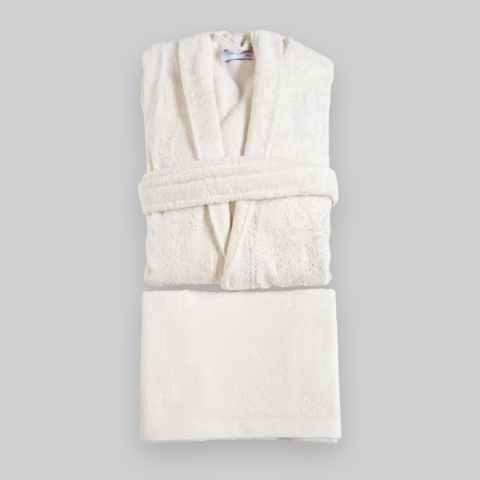 Kapüşonlu Bornoz S-M - Ekru