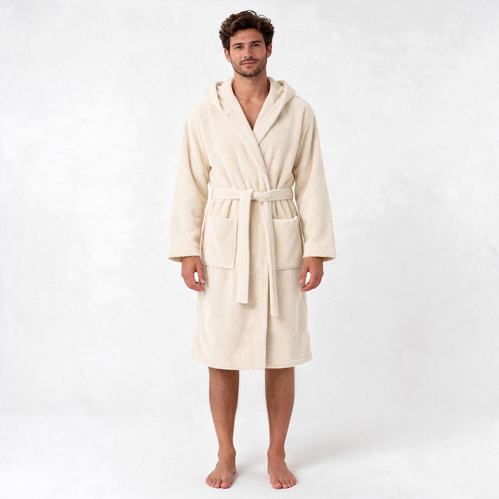 Kapüşonlu Bornoz L-XL - Ekru