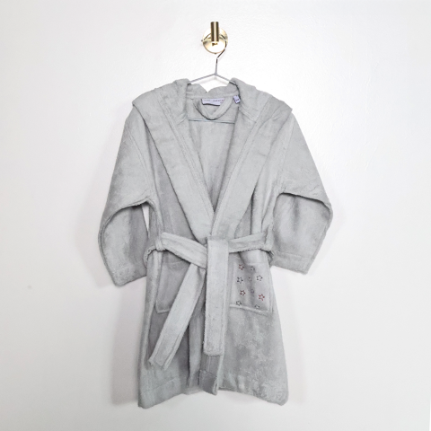 Yıldız Nakışlı Bornoz Gri - 2-3