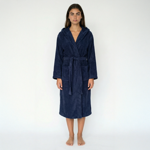 Kapüşonlu Bornoz S-M - Lacivert