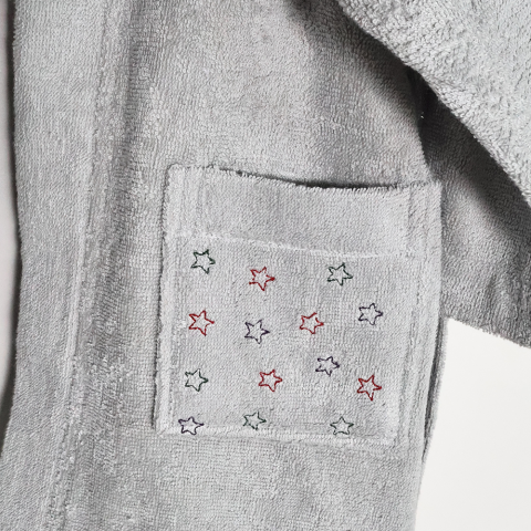 Yıldız Nakışlı Bornoz Gri - 10-11