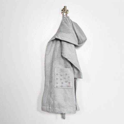 Yıldız Nakışlı Bornoz Gri - 10-11
