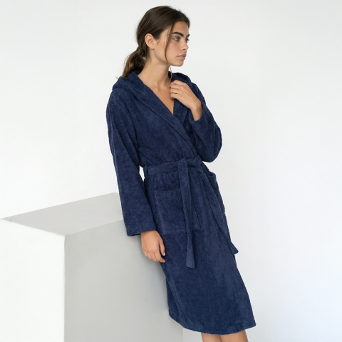 Kapüşonlu Bornoz L-XL - Lacivert