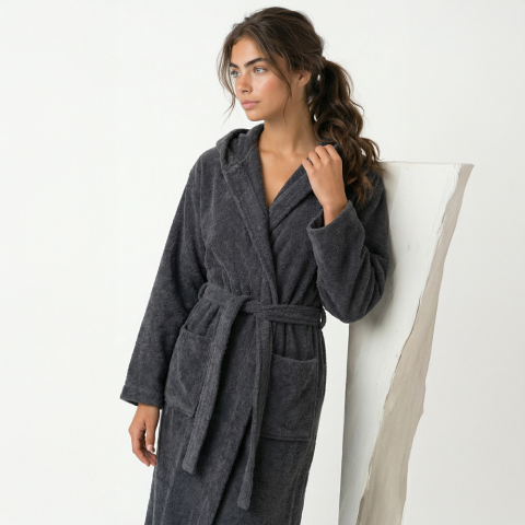 Kapüşonlu Bornoz S-M - Antrasit